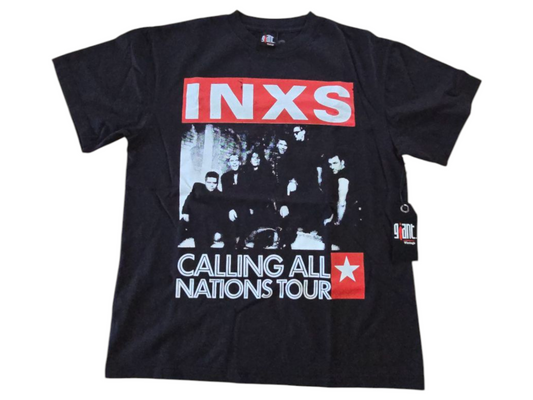 INXS CALLING ALL NATIONS TOUR BLACK ENZYME WASH T-SHIRT/GIANT VINTAGE T-SHIRT