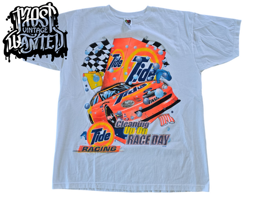 Vintage 1990s Tide Racing "Cleaning Up On Race Day" NASCAR T-shirt