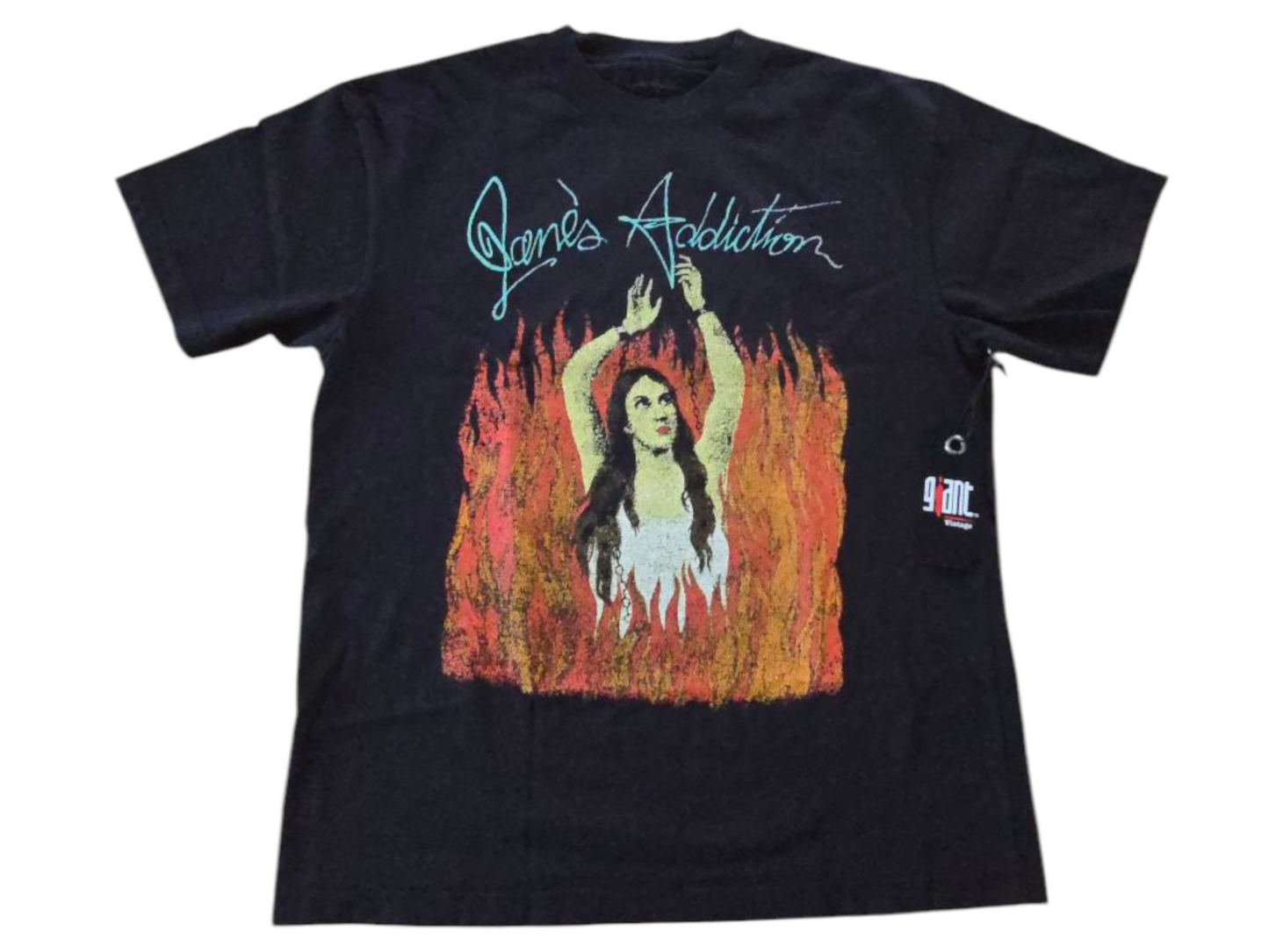JANES ADDICTION BURNING LADY LIMO BLACK ENZYME WASH T-SHIRT/GIANT VINTAGE T-SHIRT